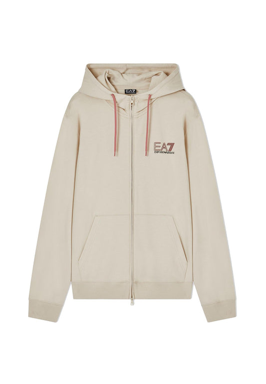 Felpa con cappuccio beige full zip cotone EA7 Armani P26 7M001314 AF13512 U1088U1088 EA7 