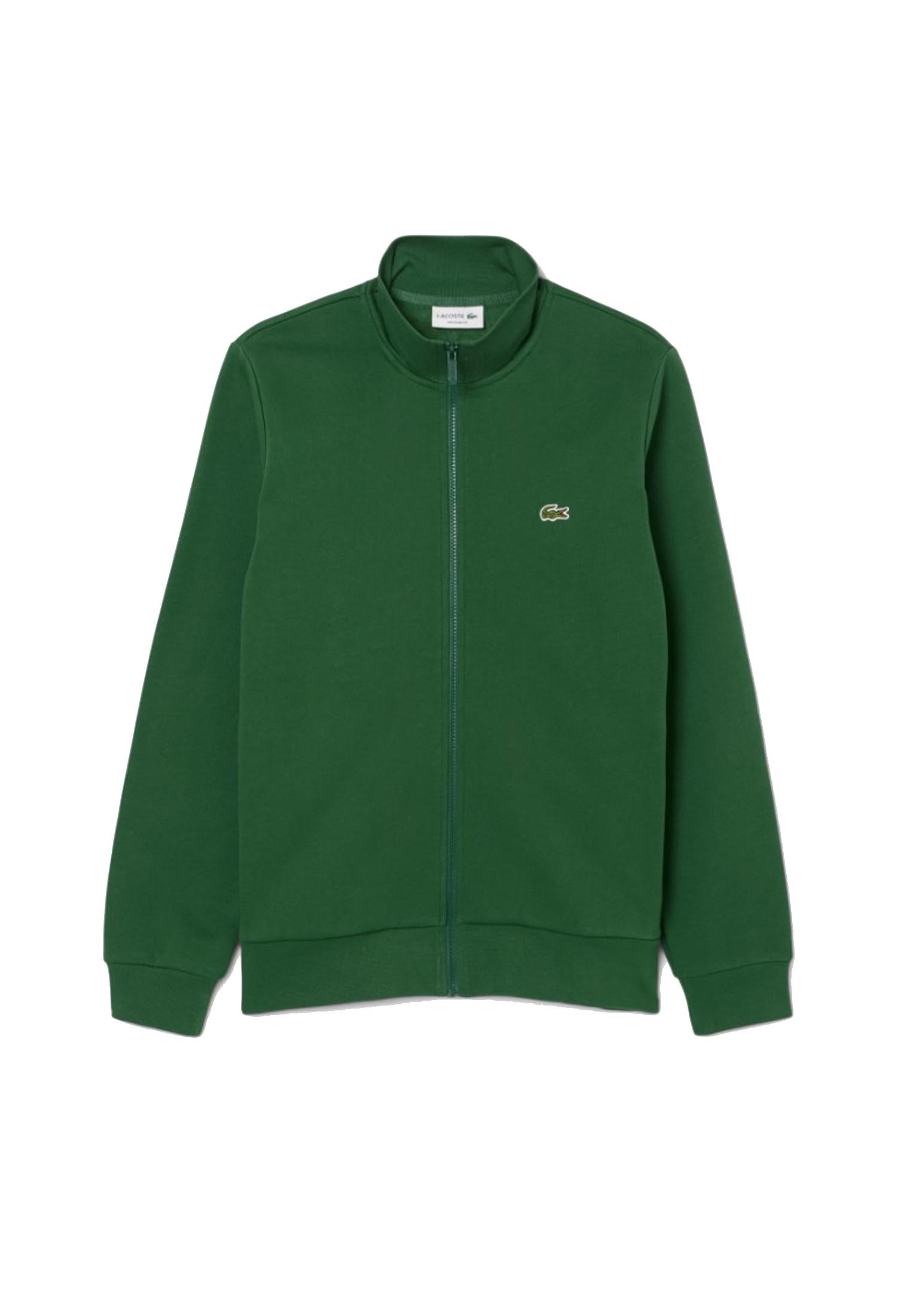 Felpa in pile collo alto full zip verde Lacoste A25 SH9622 132132 LACOSTE 