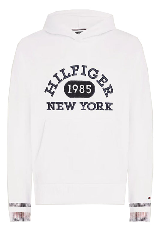 Felpa con cappuccio college cotone bianca Tommy Hilfiger A23