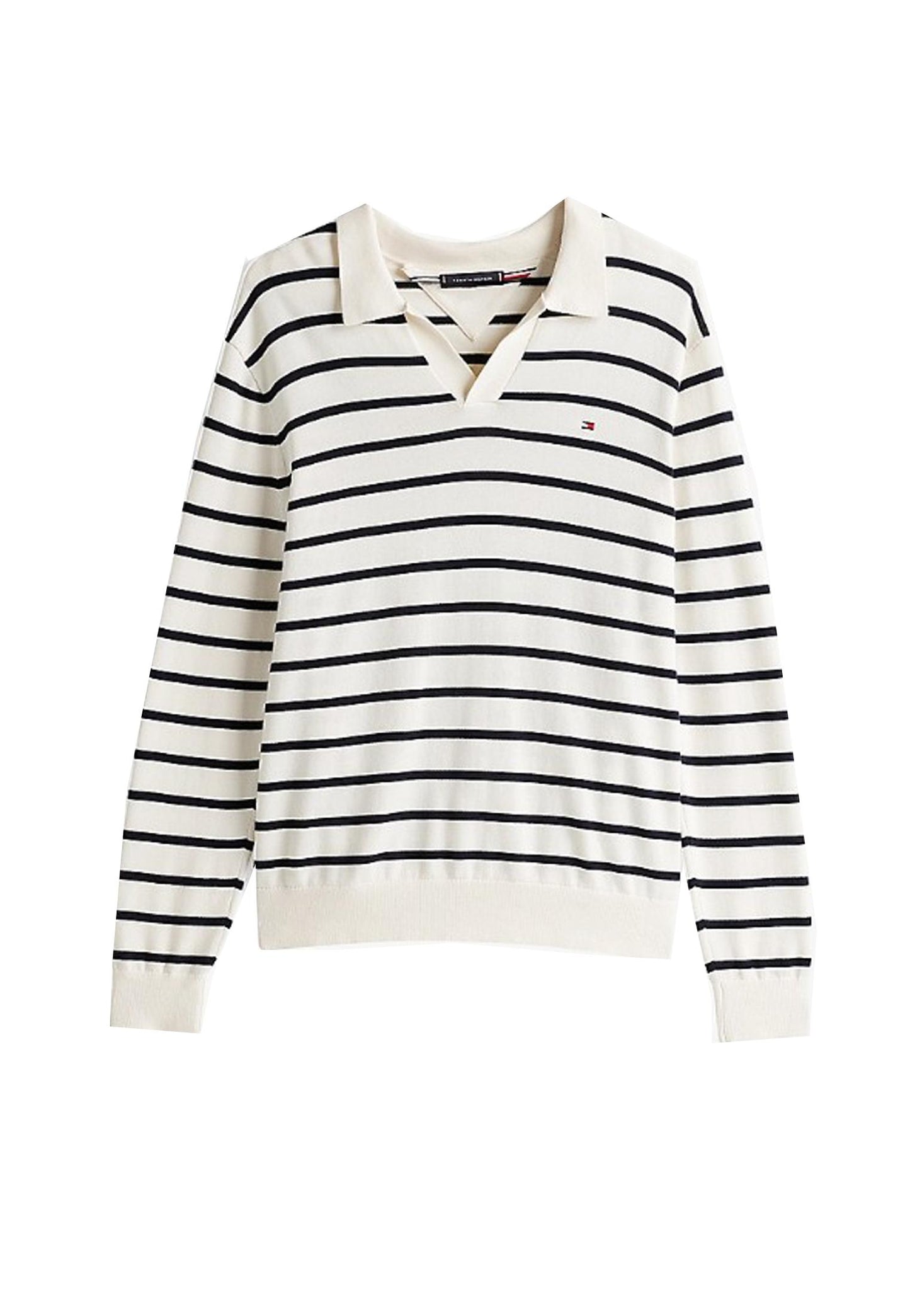 Pullover maglia scollo a V blu a righe colletto polo Tommy Hilfiger P25