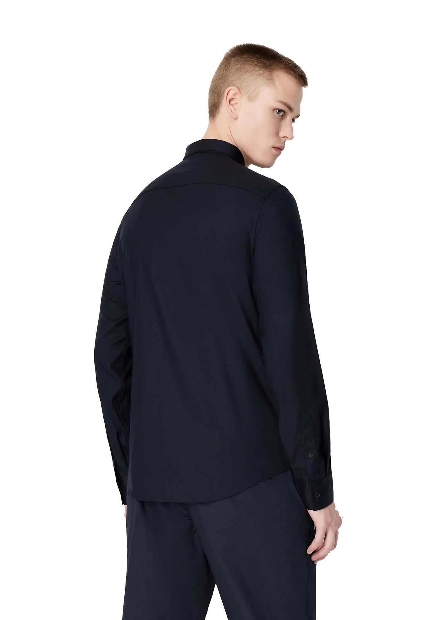 Camicia blu cotone satinato regular fit Armani Exchange P24