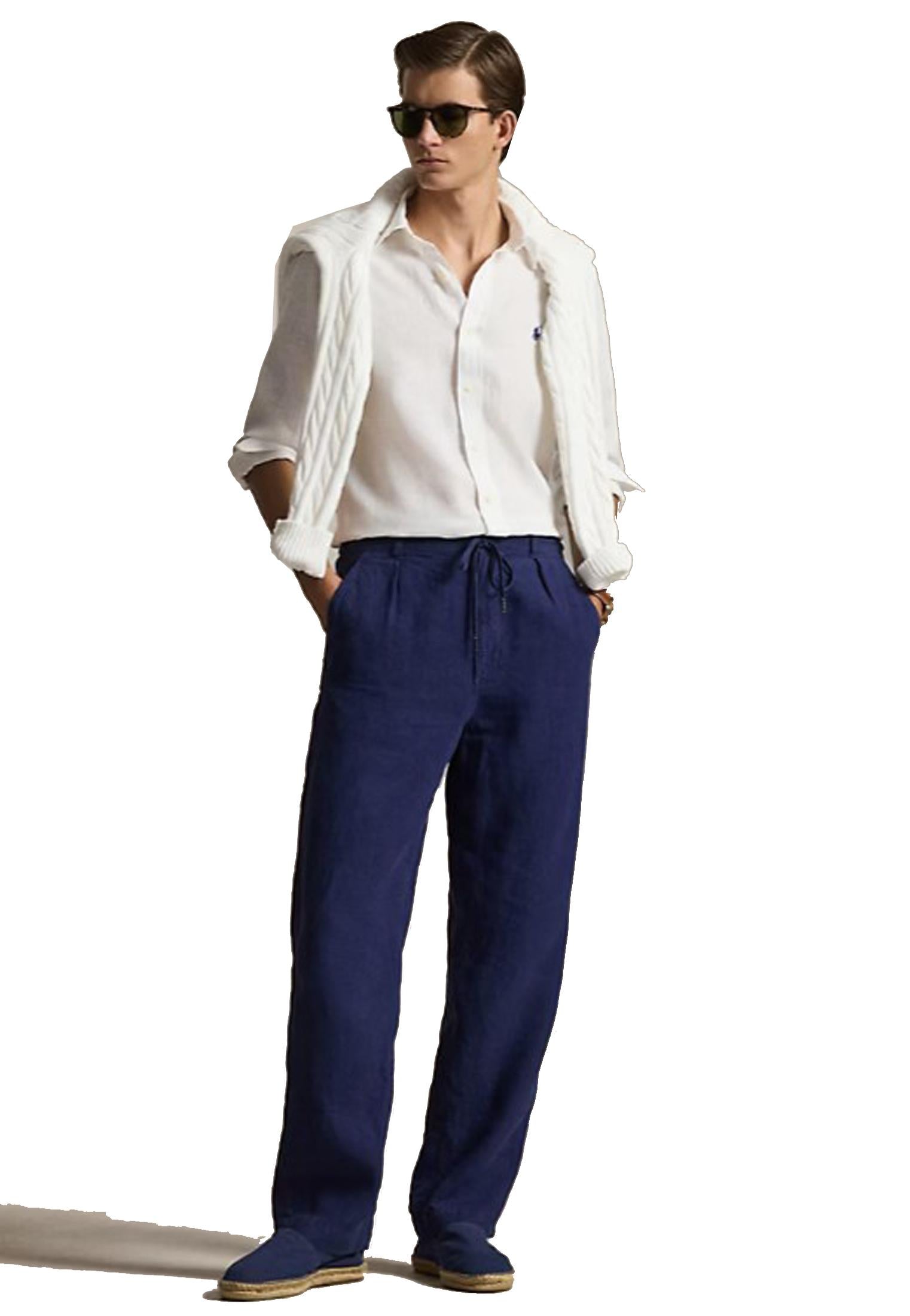 Camicia bianca lino Custom-Fit Polo Ralph Lauren P26 710966294506 WHITE POLO RALPH LAUREN 