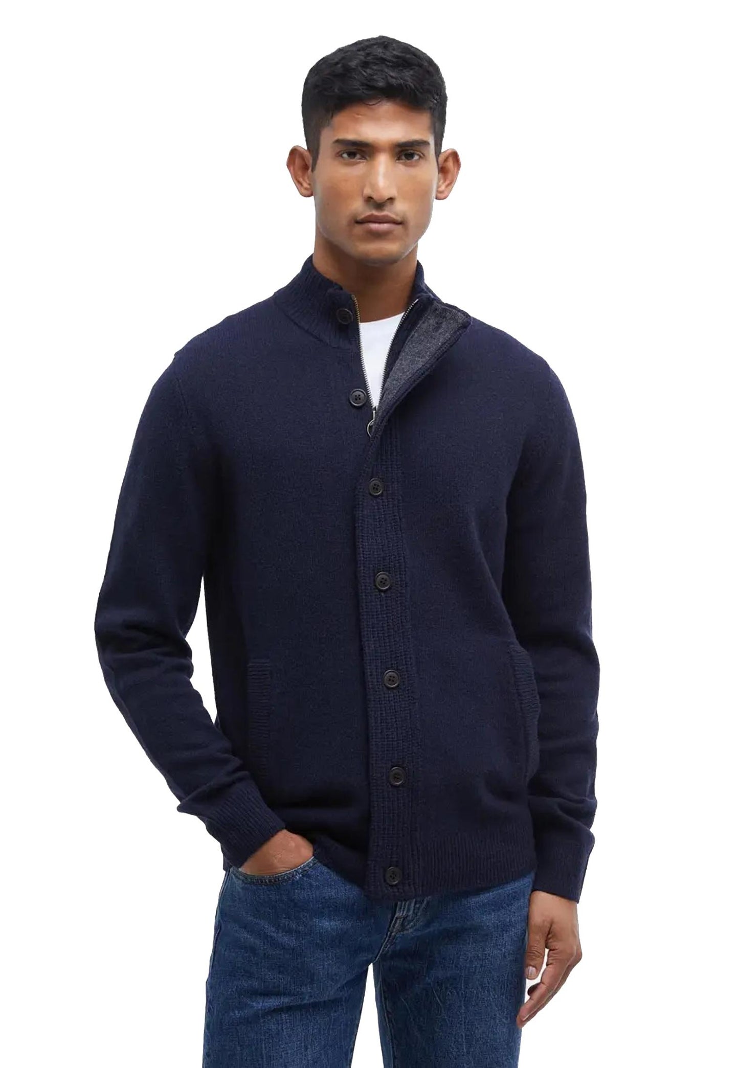 Maglione lana blu con bottoni zip Patch Barbour A25 252MMKN0731 NY91NY91 BARBOUR 