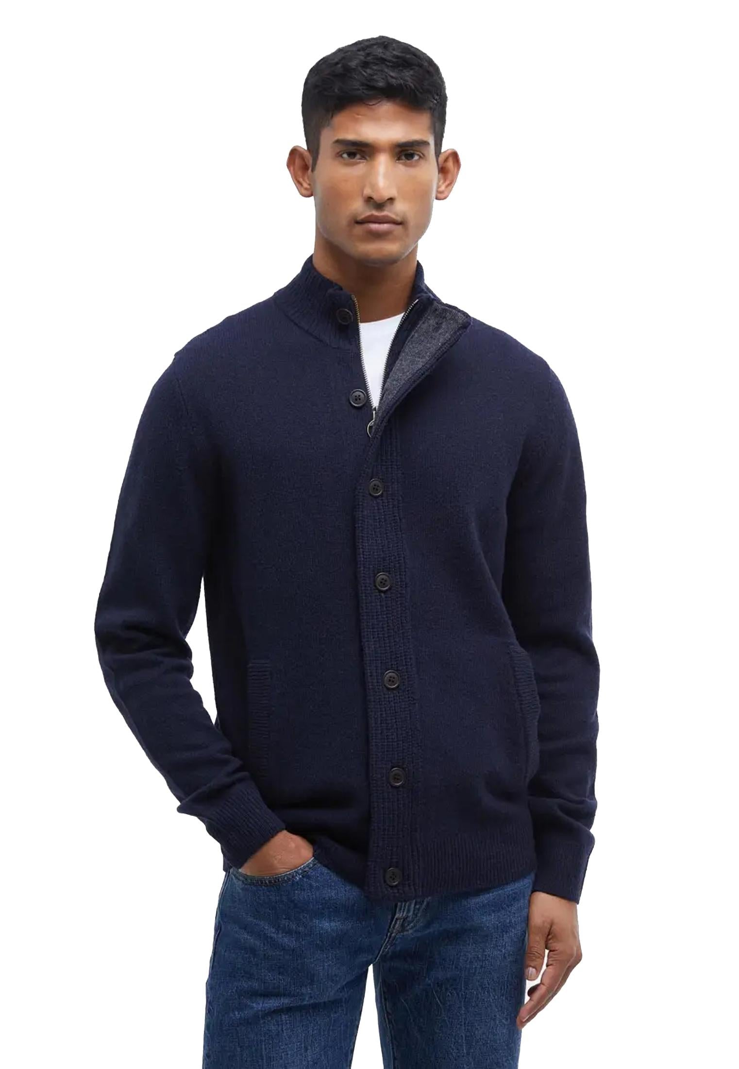 Maglione lana blu con bottoni zip Patch Barbour A25 252MMKN0731 NY91NY91 BARBOUR 