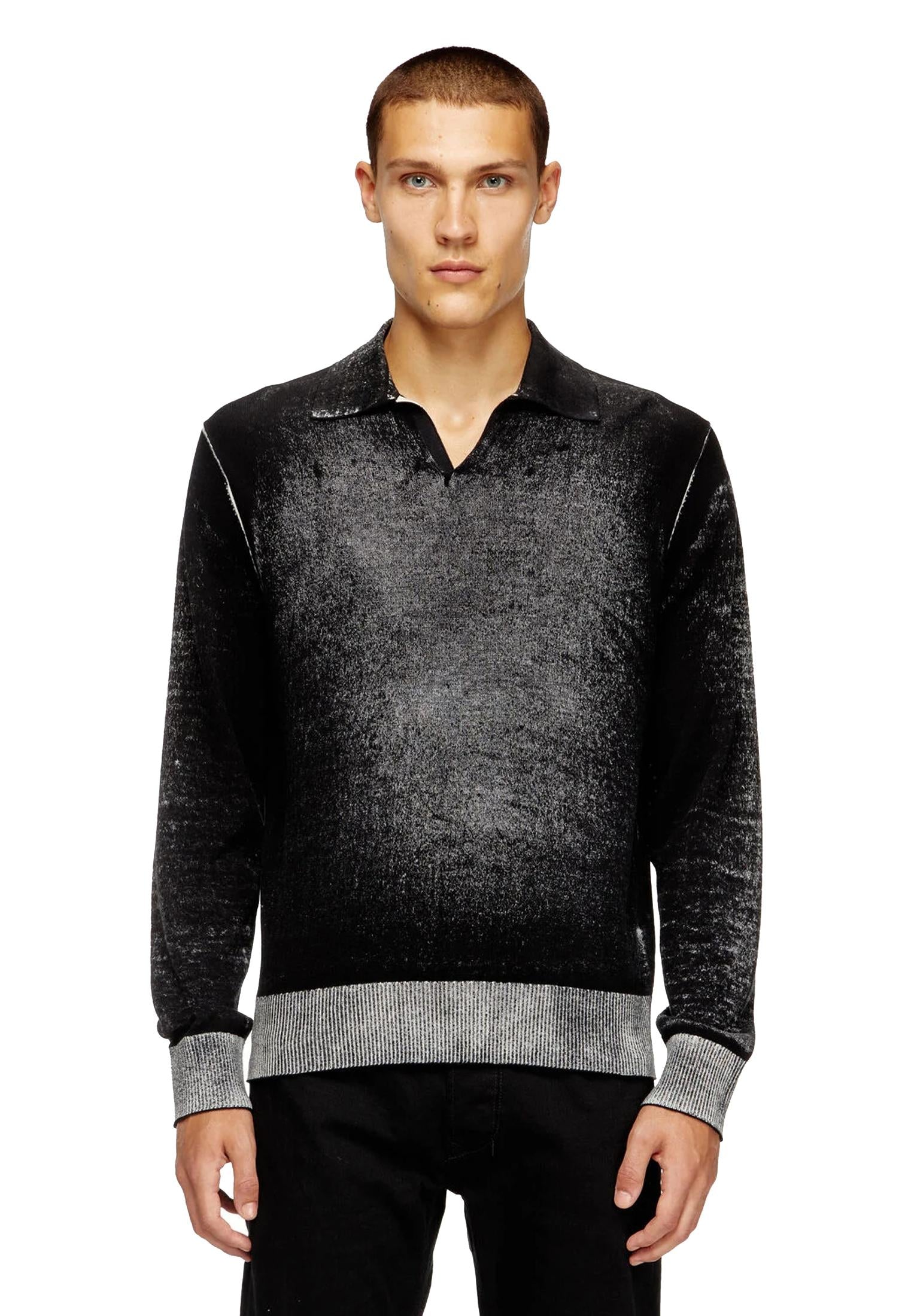 Maglione nero a polo cotone K-Lorenzo Diesel A25 A14849-0BEAR 44 DIESEL 