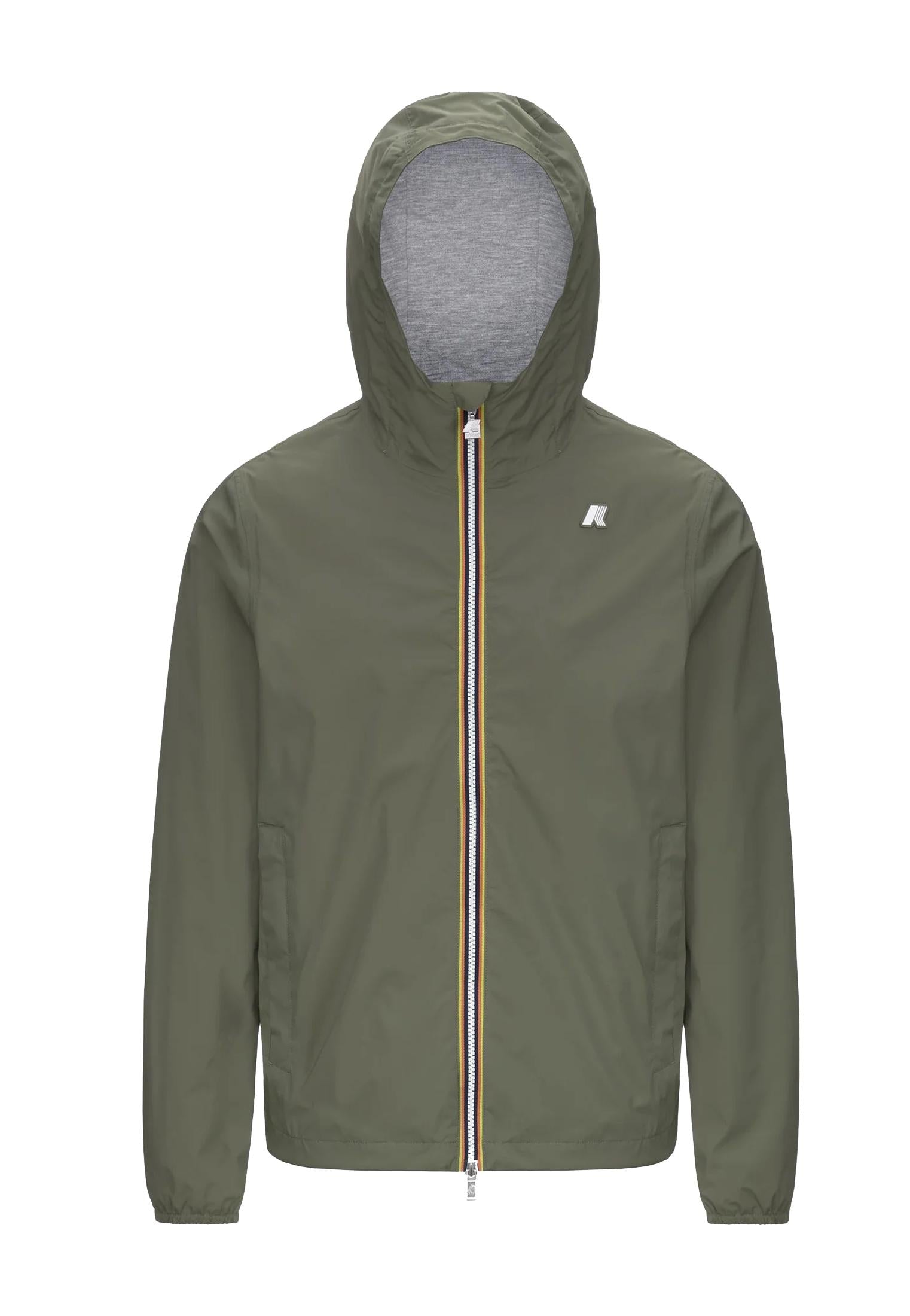 Giacca leggera con cappuccio antivento antipioggia verde K-Way P26 K3123UW V15V15 K-WAY 