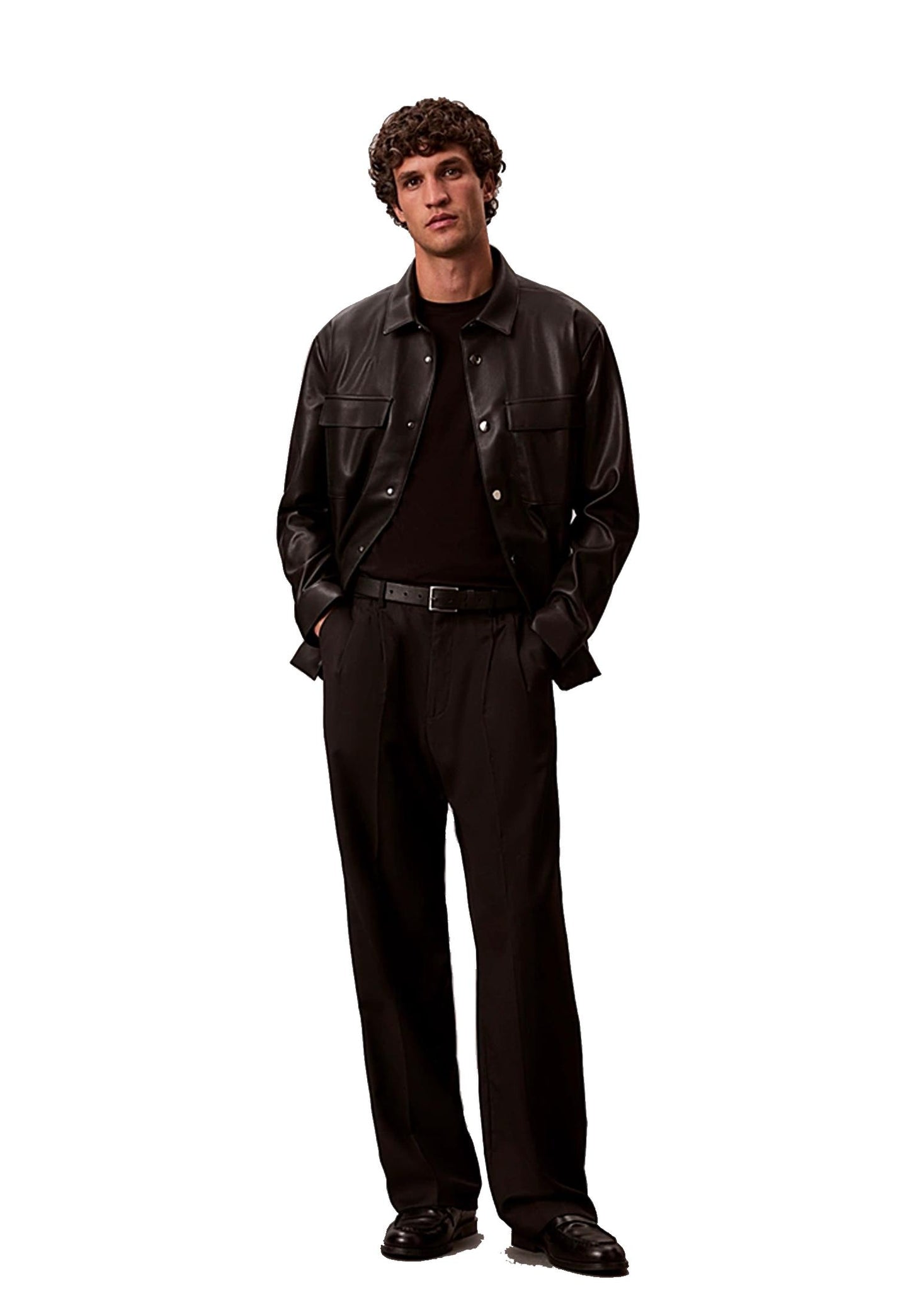 Pantaloni a gamba larga misto lana neri Calvin Klein P26 LV04LE605GUB1 UB1UB1 CALVIN KLEIN PRE 