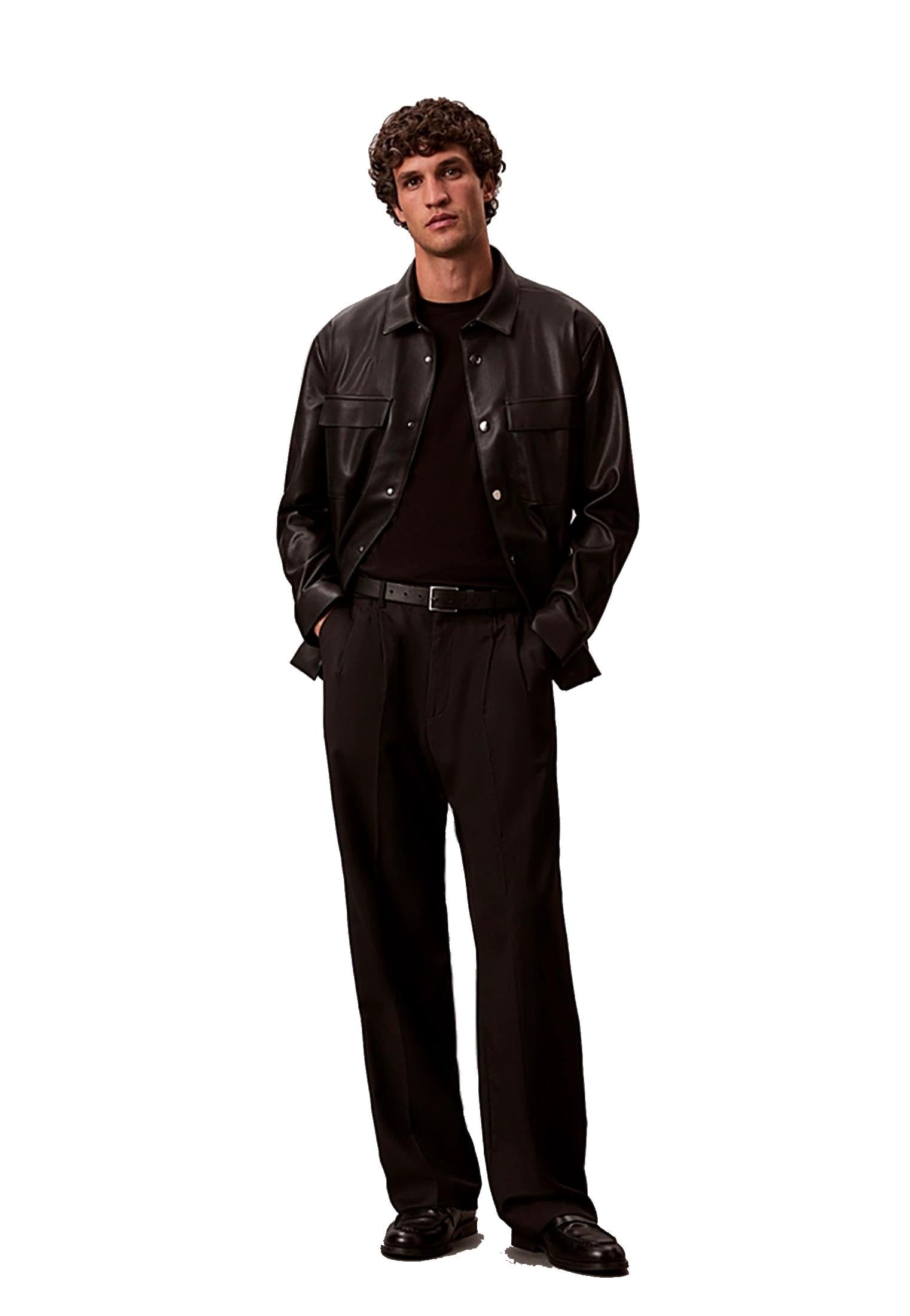 Pantaloni a gamba larga misto lana neri Calvin Klein P26 LV04LE605GUB1 UB1UB1 CALVIN KLEIN PRE 