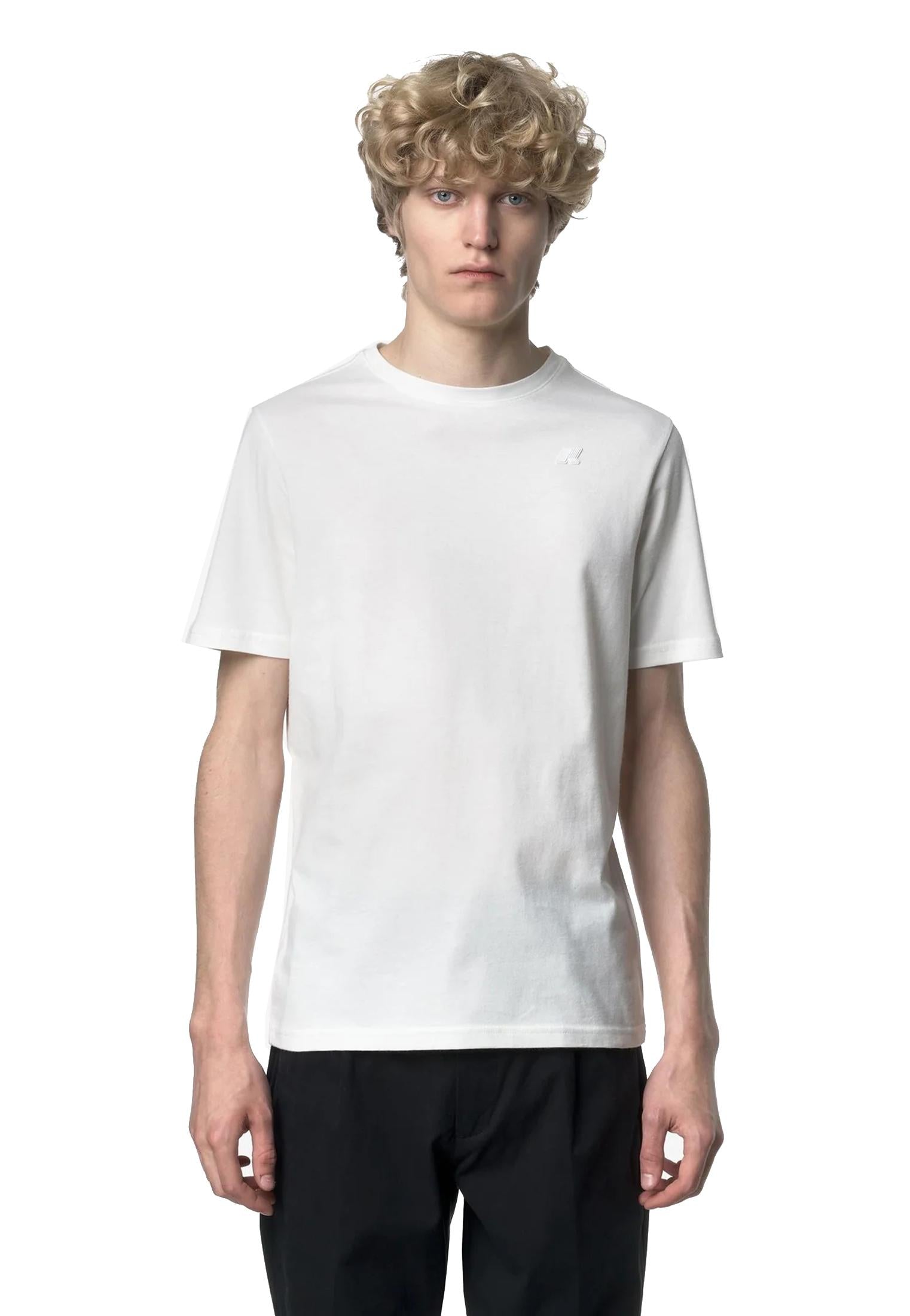 T-shirt girocollo bianca mezze maniche Odom Jersey Peach K-way A25 K3136RW X42X42 K-WAY 