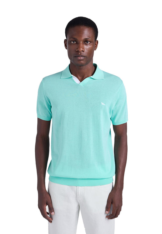 Polo manica corta turchese in maglia scollo a v Harmont&Blaine P26 HRQ885031076 618618 HARMONT&BLAINE 