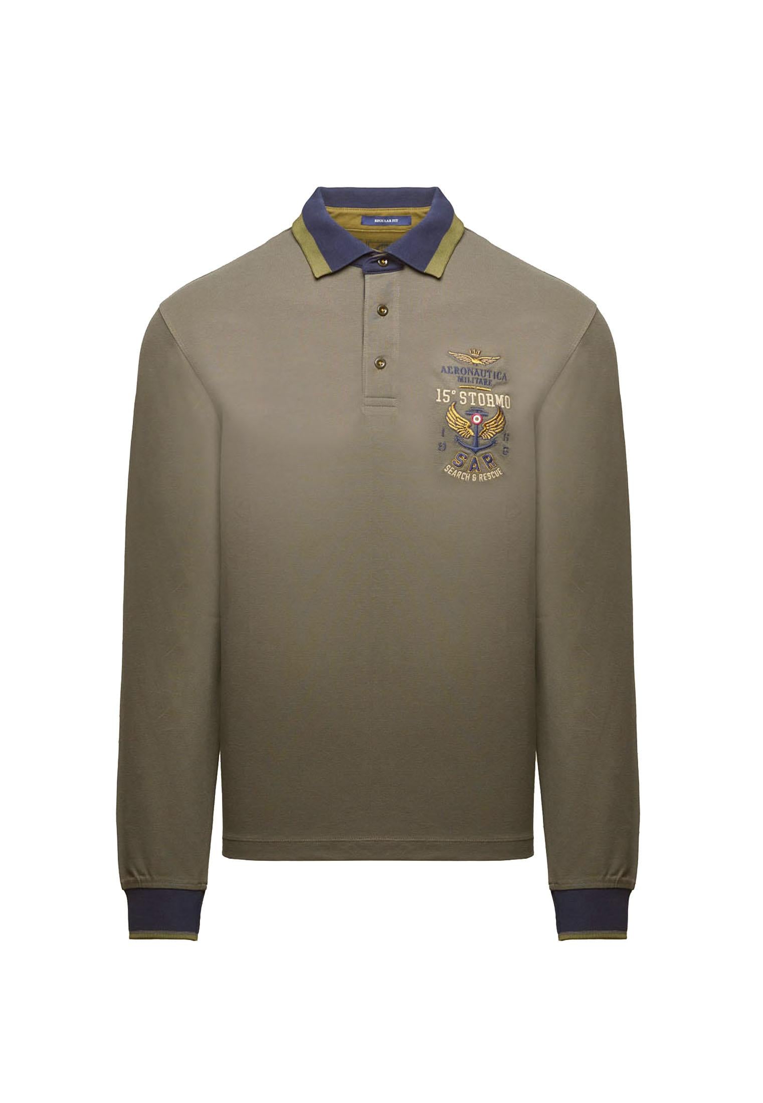 Polo grigio manica lunga ricamata Aeronautica Militare A25 252PO1896UP00173 3440034400 AERONAUTICA MILITARE 