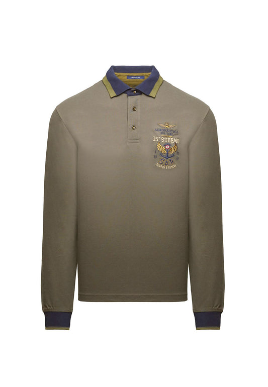 Polo grigio manica lunga ricamata Aeronautica Militare A25 252PO1896UP00173 3440034400 AERONAUTICA MILITARE 