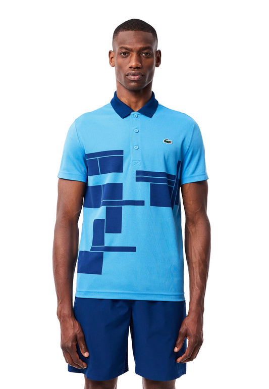 Polo a maniche corte azzurro cielo a fantasia Lacoste A24 DH2568 IDEIDE LACOSTE 