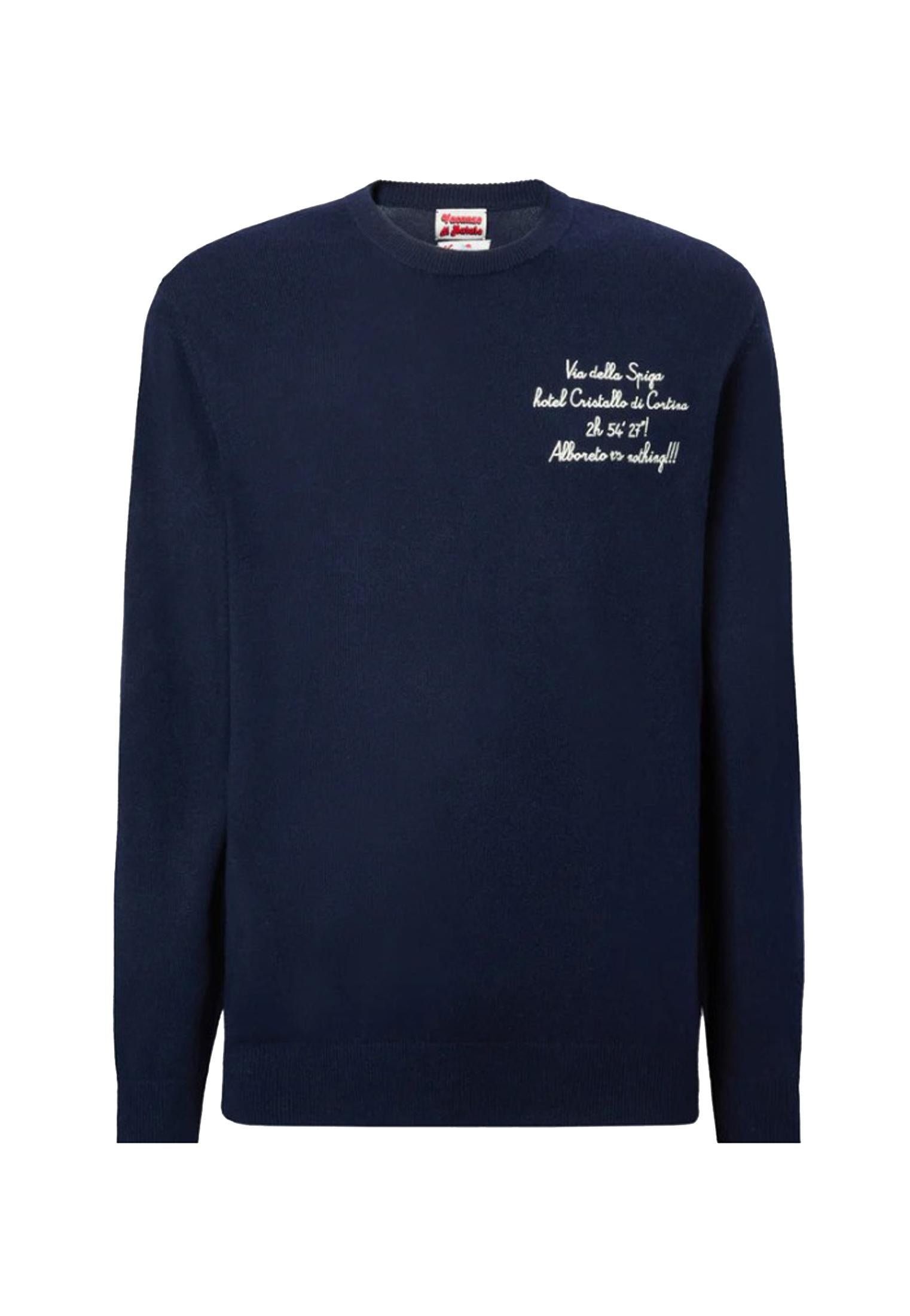 Maglione girocollo lana blu Via Spiga Heron MC2 Saint Barth A25 HER0024 03389I03389I MC2 