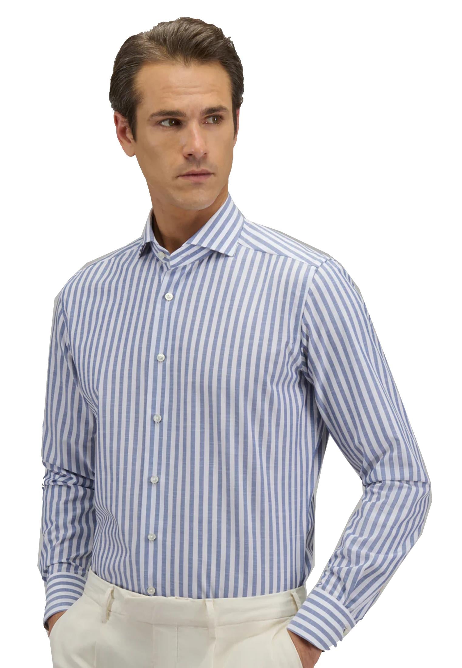 Camicia classica righe larghe blu cotone Travel collo francese Xacus P26 WF536ML/21834 //003 XACUS 