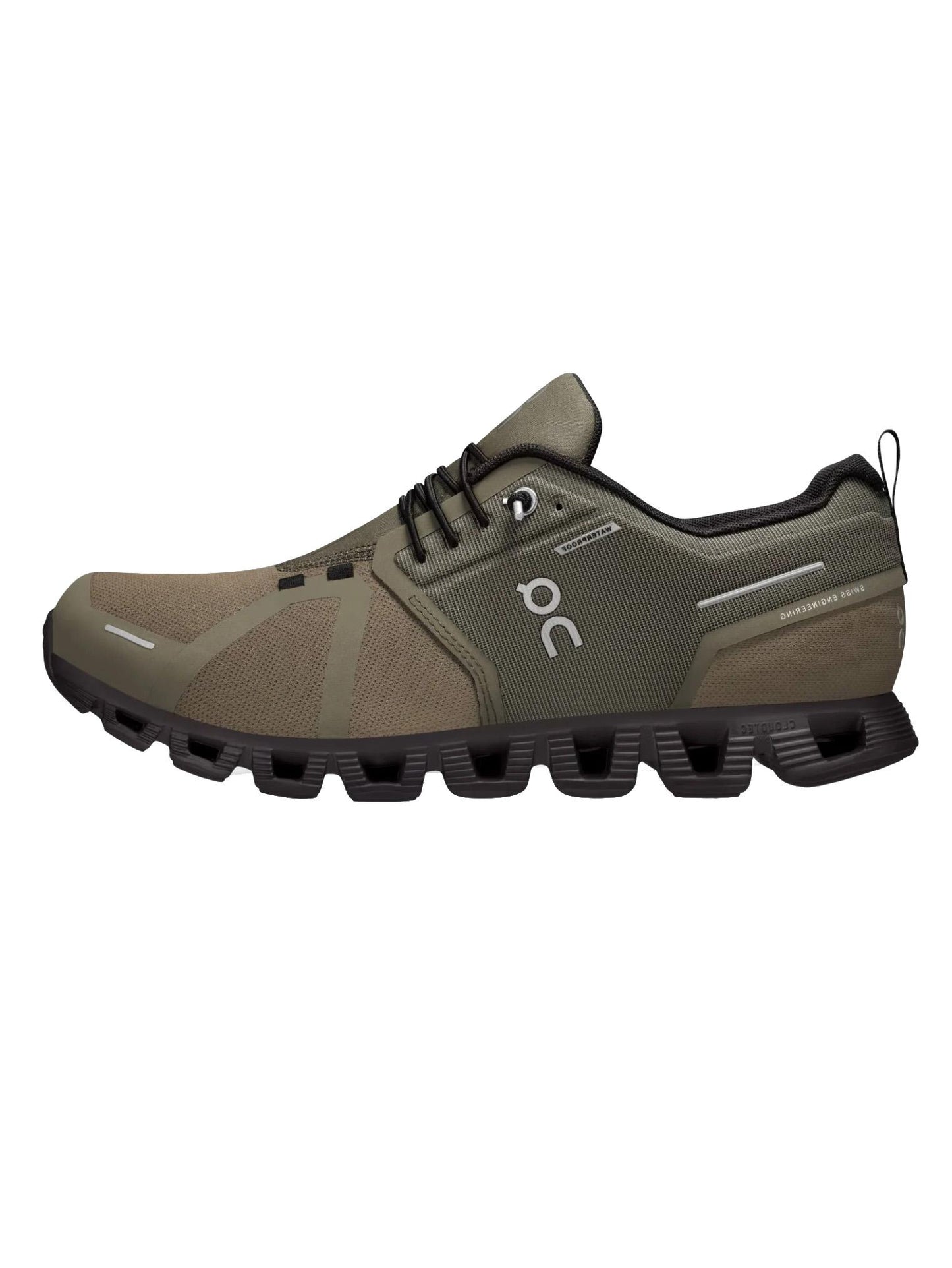 Scarpe sneakers da corsa uomo verde oliva e nere Cloud 5 Waterproof On A24
