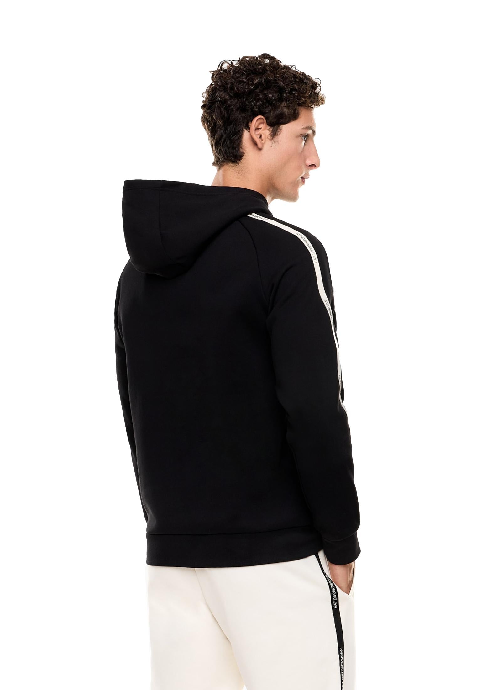 Felpa nera con cappuccio e tasche laterali misto cotone Logo Series EA7 Armani A25 7M000972 AF10377 UC001UC001 EA7 