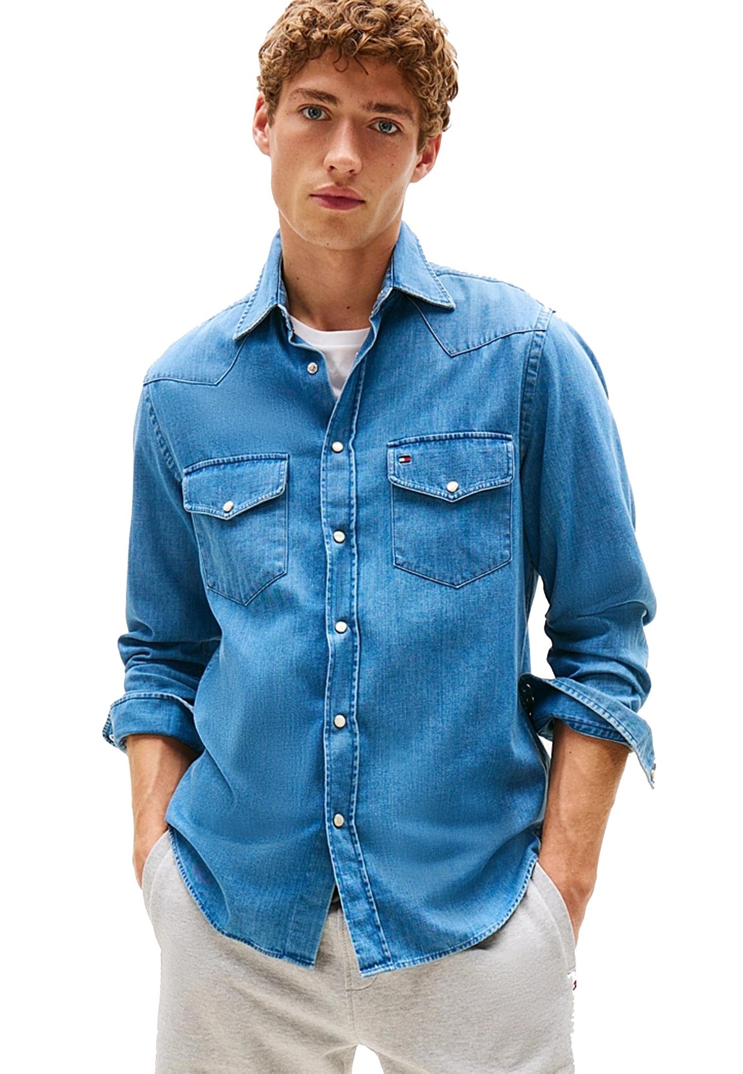 Camicia leggera denim cotone western regular fit Tommy Hilfiger A25 MW0MW394291A4 1A41A4 TOMMY HILFIGER 