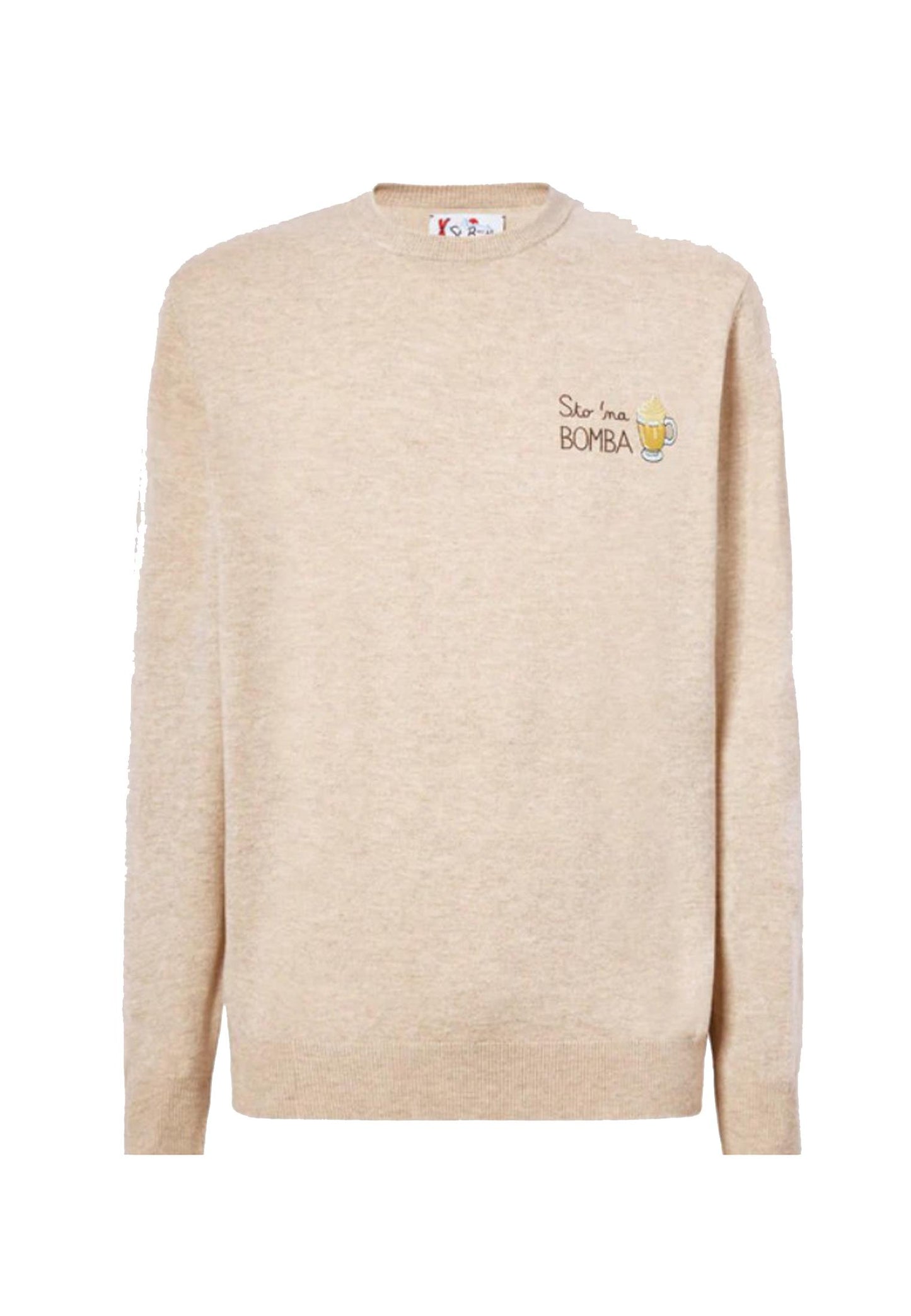 Maglione girocollo beige misto lana cashmere Heron Sto na Bomba MC2 Saint Barth A25 HER0024 03499I03499I MC2 