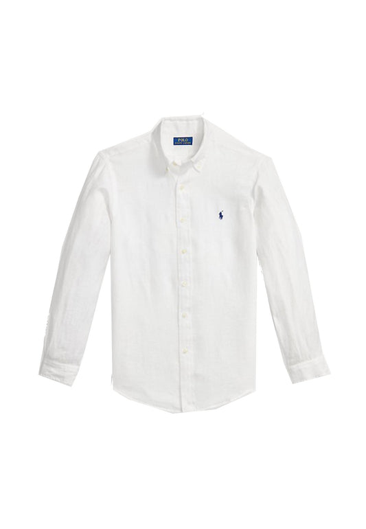 Camicia bianca lino Custom-Fit Polo Ralph Lauren P26 710966294506 WHITE POLO RALPH LAUREN 