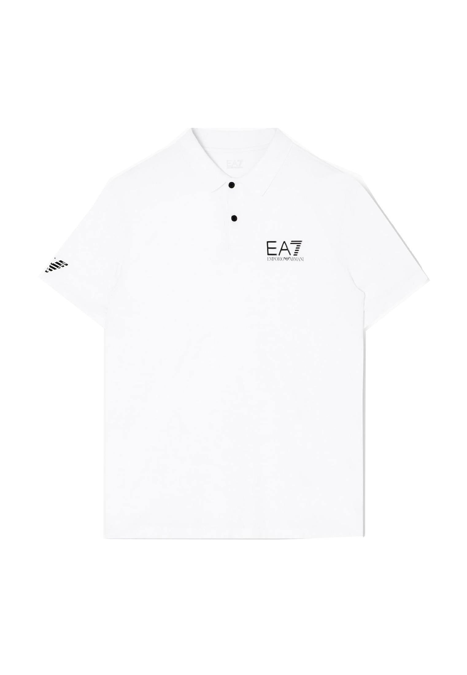 Polo bianca maniche corte sportiva Ventus7 EA7 Armani A25 8NPF23 PJEMZ 11001100 EA7 TENNIS 