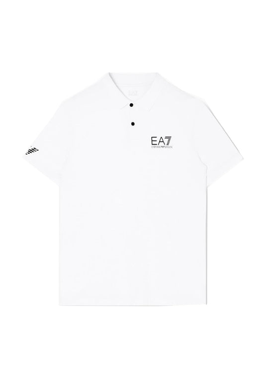Polo bianca maniche corte sportiva Ventus7 EA7 Armani A25 8NPF23 PJEMZ 11001100 EA7 TENNIS 