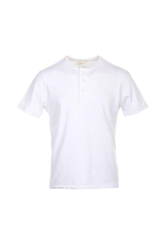 T-shirt girocollo con bottoni bianca Champlain Blker P26 1011 White BLKER 