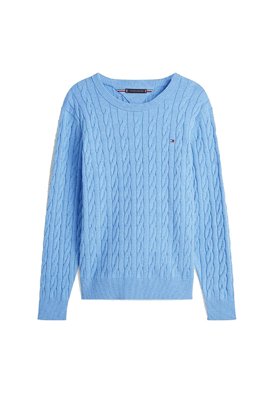 Maglia pullover cotone azzurra intrecciata Tommy Hilfiger P26 MW0MW33132DU6 DU6DU6 TOMMY HILFIGER PRE 