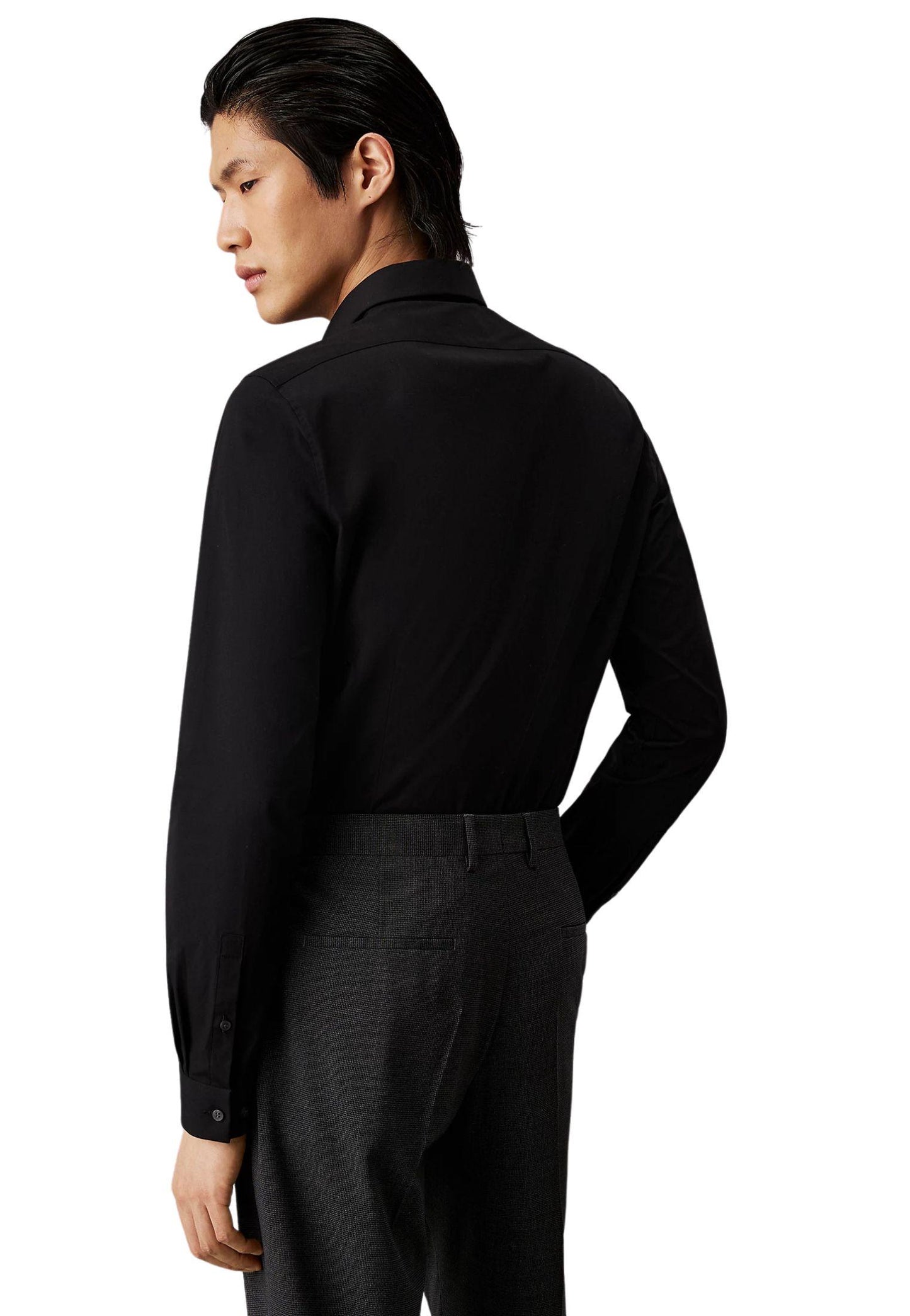 Camicia elasticizzata in Popeline extra slim nero Calvin Klein P25