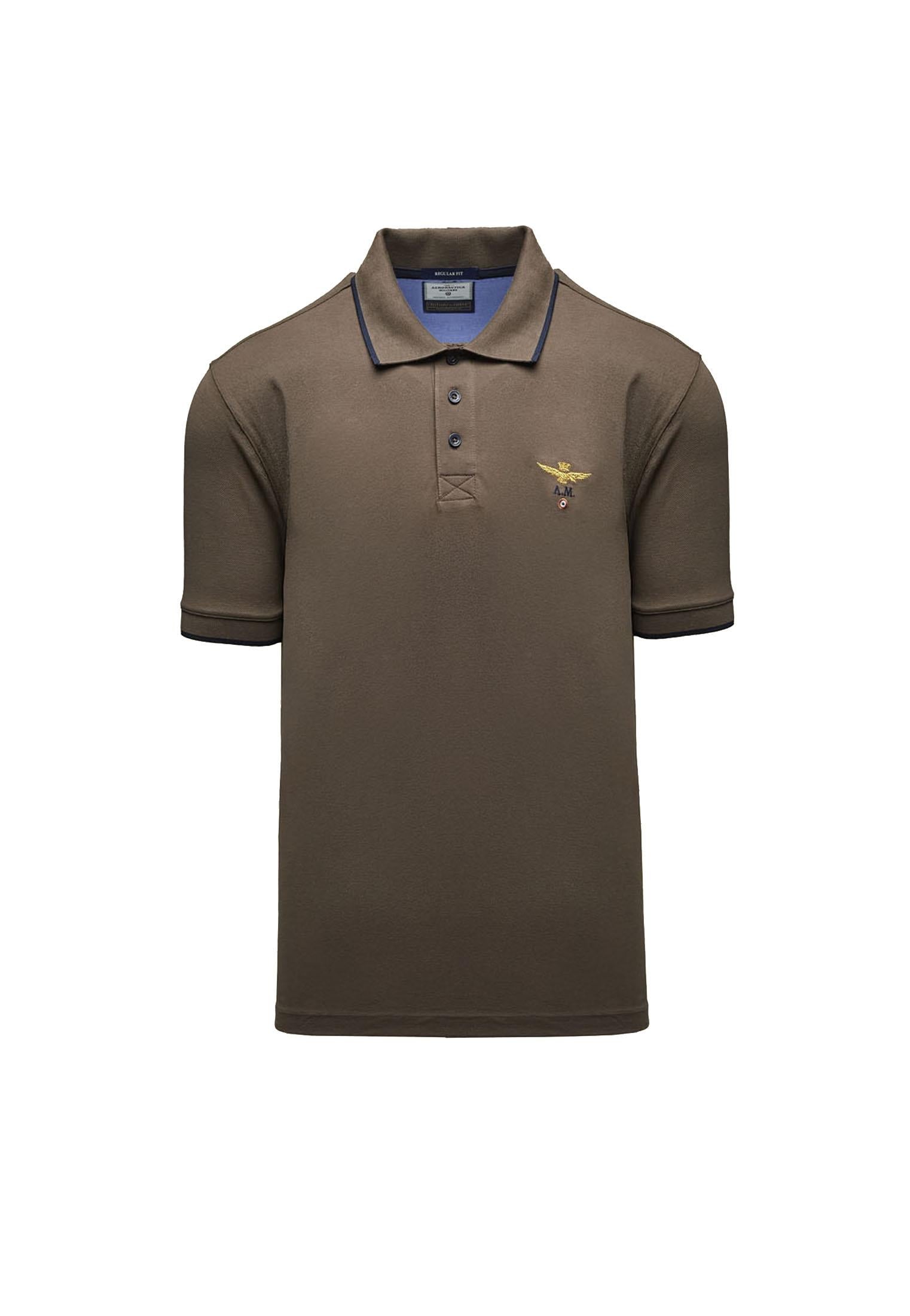 Polo mezze maniche marrone cotone Aeronautica Militare P26 261PO1308UP00082 5758657586 AERONAUTICA MILITARE 