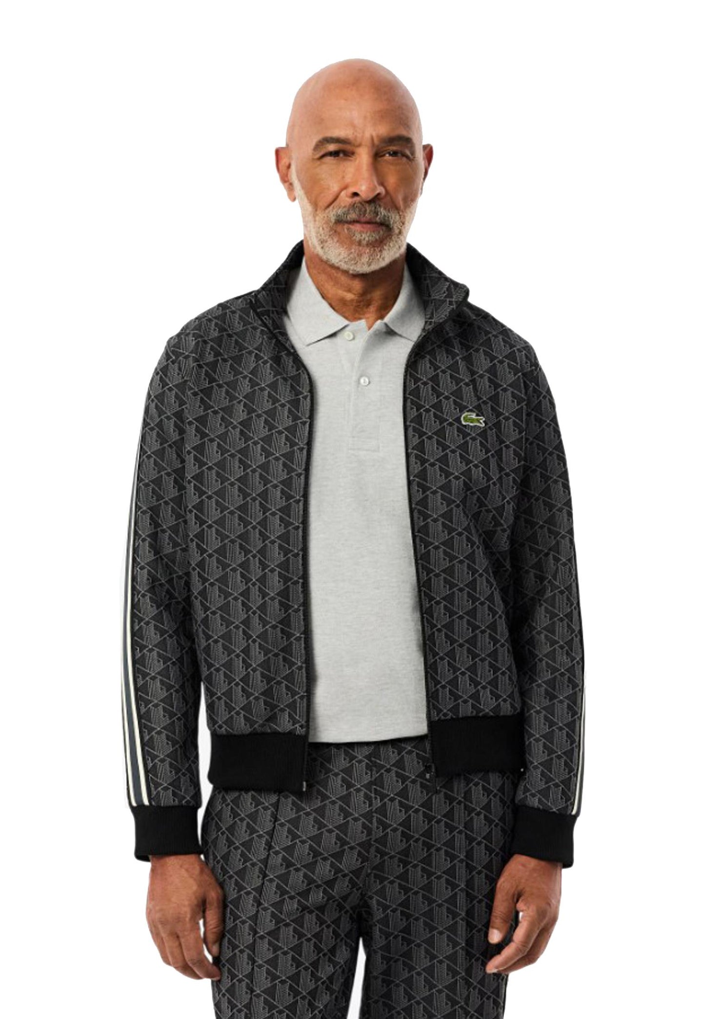 Felpa con zip tuta jacquard nera Lacoste A25 SH1368 4PC4PC LACOSTE 
