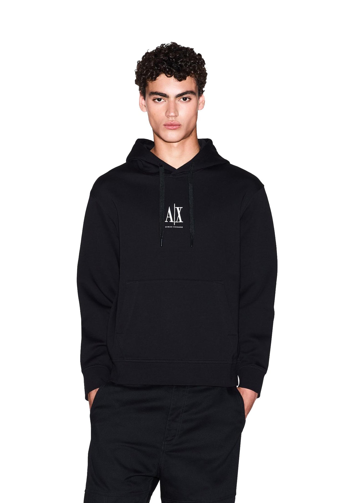 Felpa con cappuccio nera misto cotone Armani Exchange A25 XM000369 AF10818 UC001UC001 ARMANI EXCHANGE 