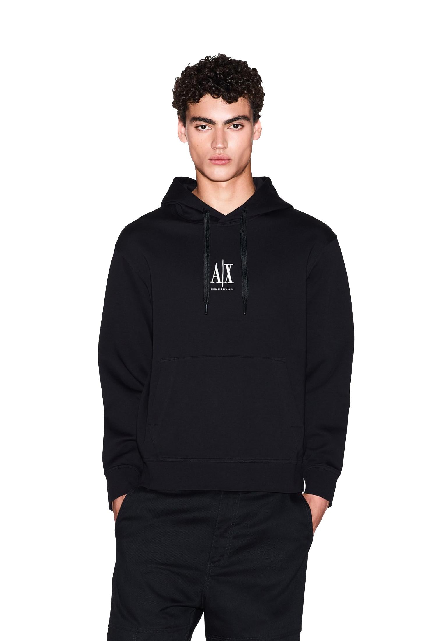 Felpa con cappuccio nera misto cotone Armani Exchange A25 XM000369 AF10818 UC001UC001 ARMANI EXCHANGE 