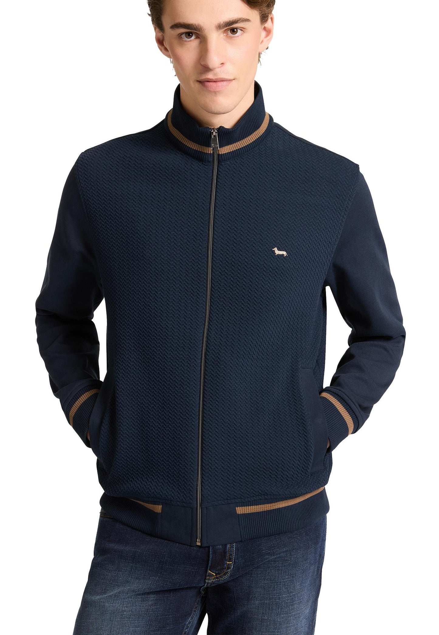 Felpa blu con zip misto cotone Harmont & Blaine A25 FRP180021861 801801 HARMONT&BLAINE 