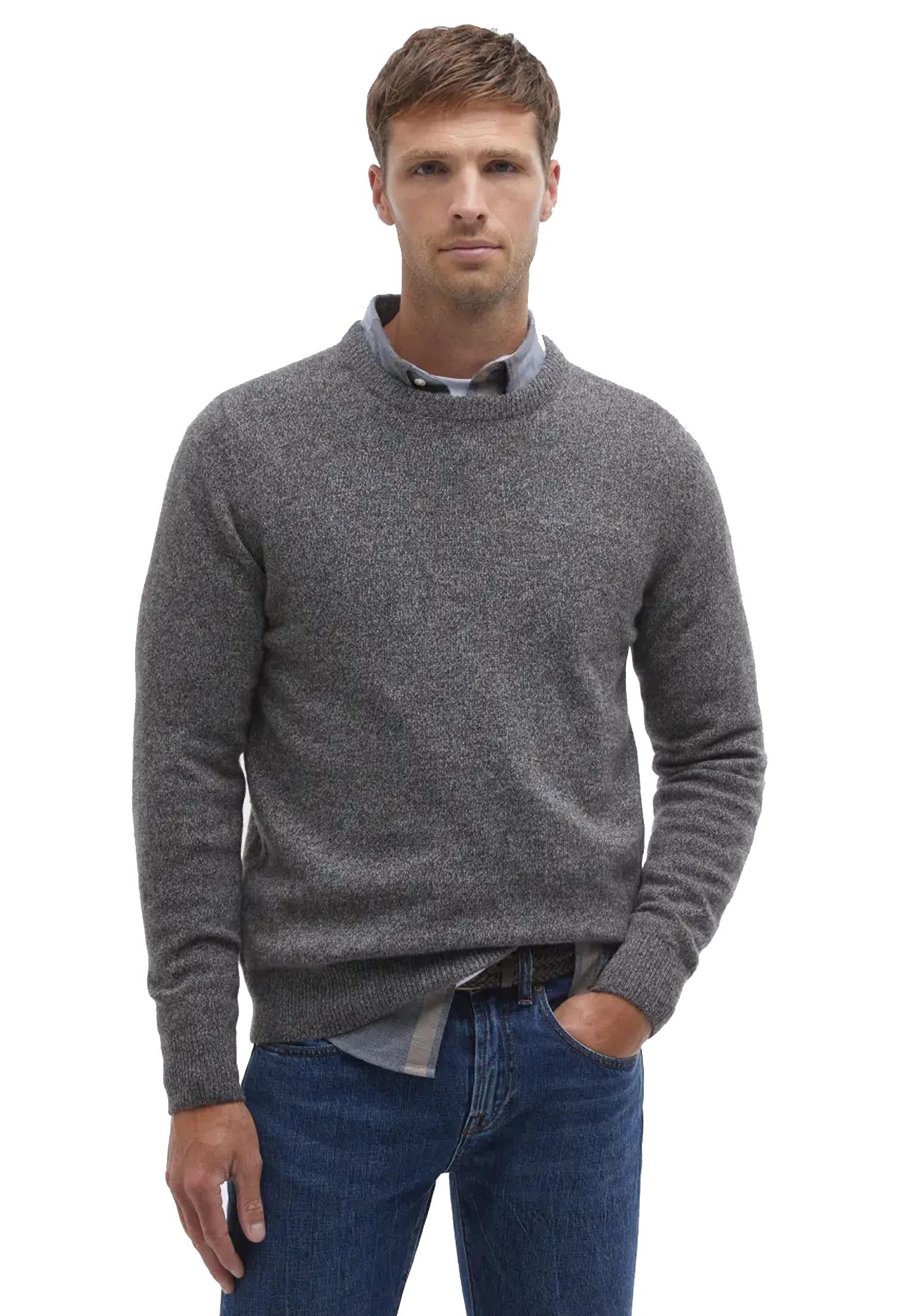 Maglione girocollo lana grigio Essential Tisbury Barbour A25 252MMKN0844 GY78GY78 BARBOUR 