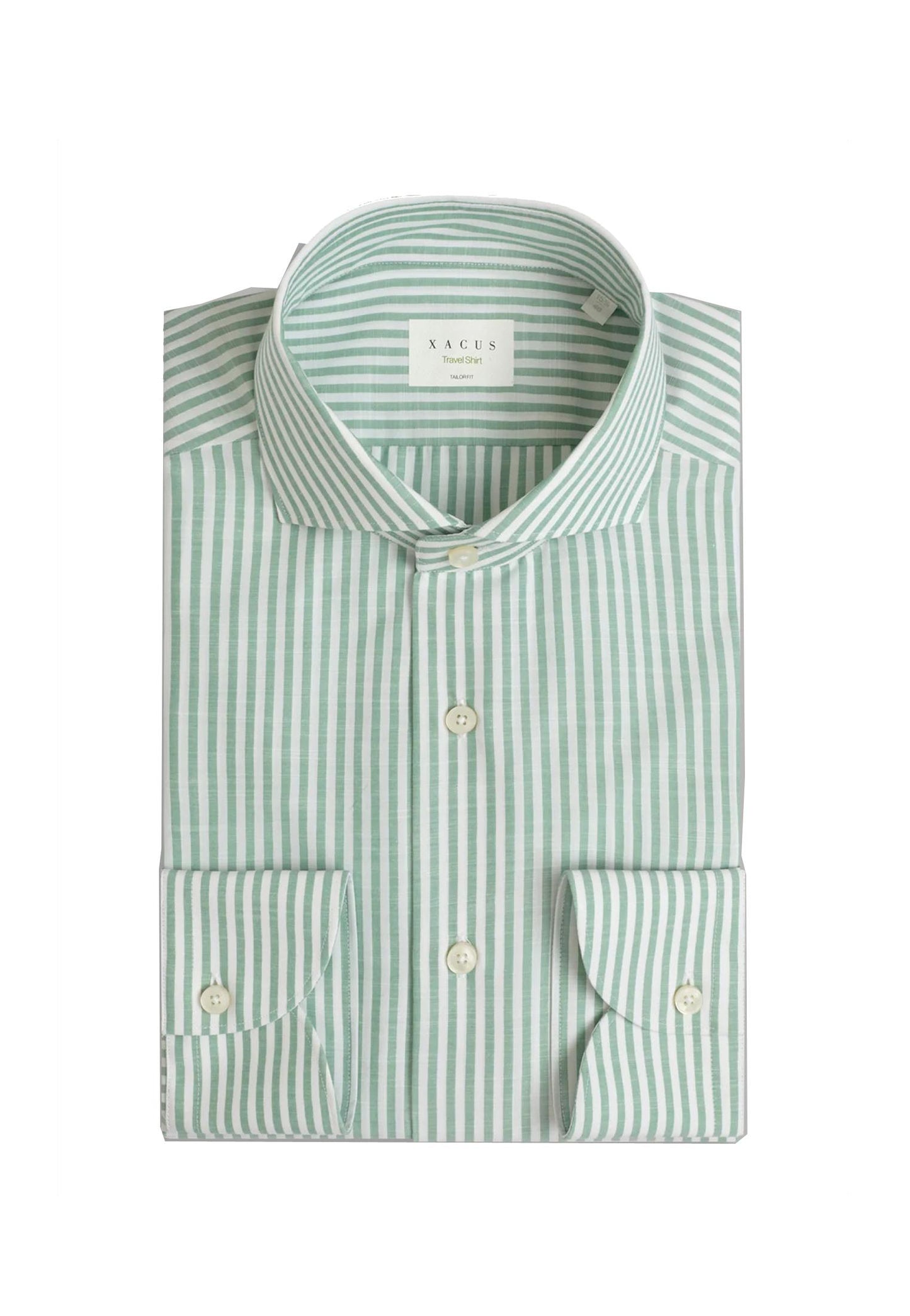 Camicia classica collo francese righe verde cotone tailor fit Travel Xacus P26 WF536ML/21833 //010 XACUS 