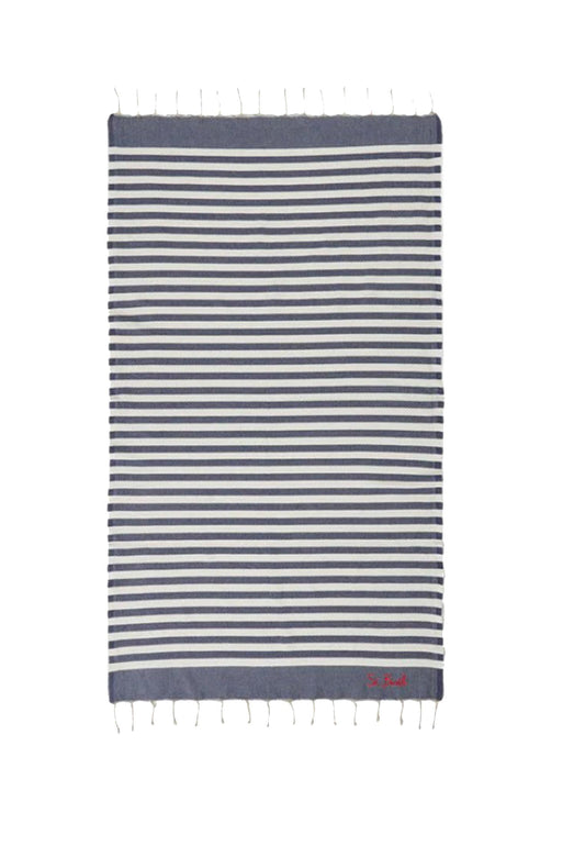 Telo mare spiaggia rigato blu bianco cotone MC2 Saint Barth P26 FOUT012 02757L02757L MC2 
