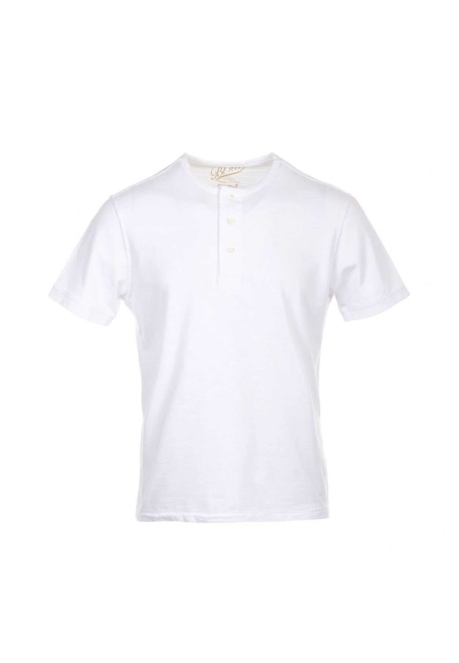 T-shirt girocollo con bottoni bianca Champlain Blker P26 1011 White BLKER 