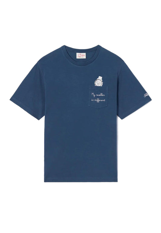 T-shirt blu girocollo cotone Austin Reseller MC2 Saint Barth P26 AUS0001 04349L04349L MC2 