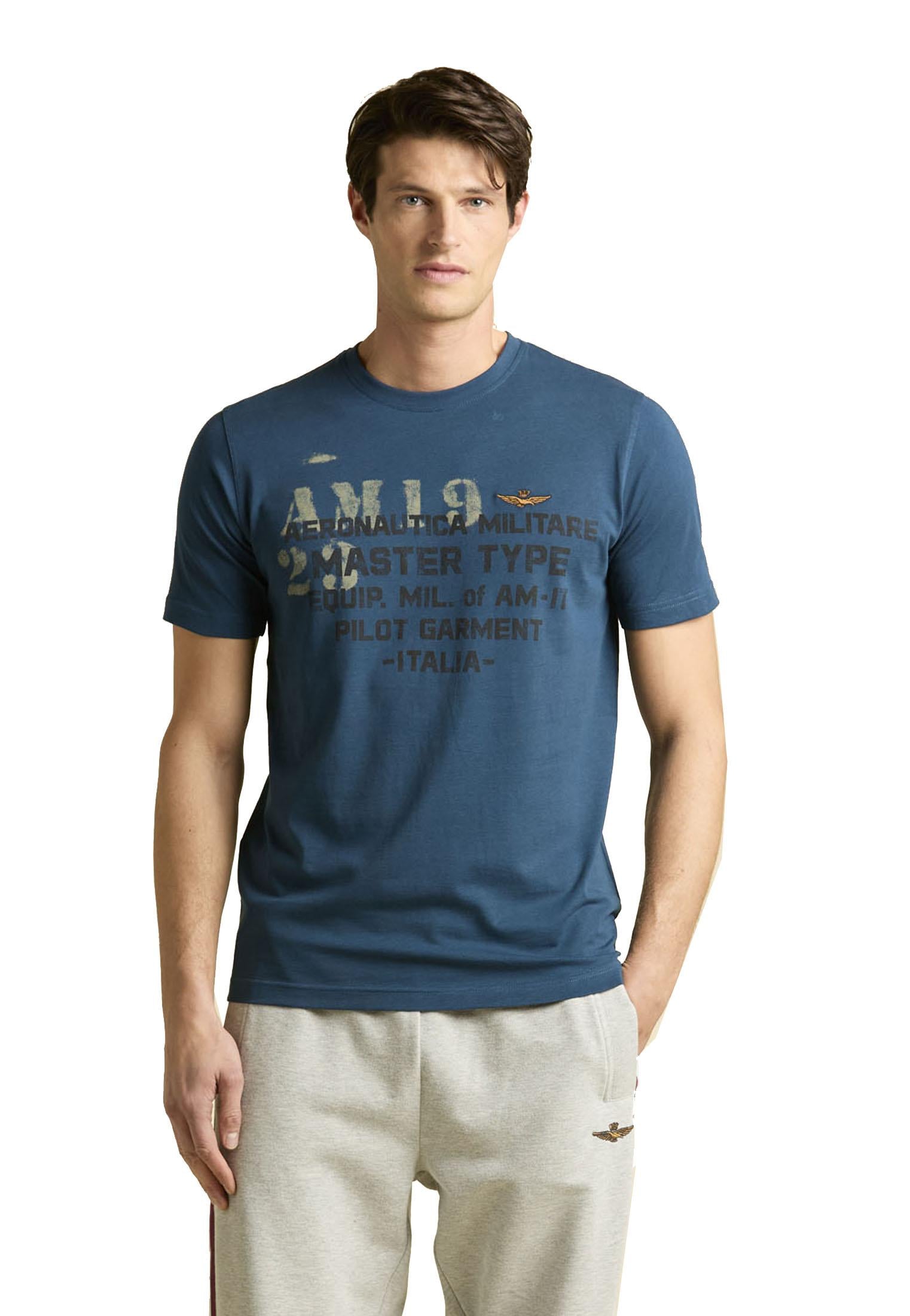 T-shirt girocollo stampata petrolio Aeronautica Militare A25 252TS2479UJ00641 2131521315 AERONAUTICA MILITARE 