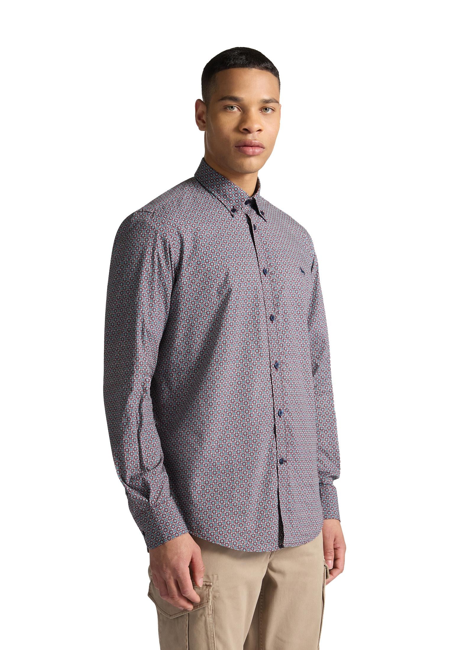 Camicia cotone motivi grafici rosso vinaccia Harmont & Blaine A25 CRP026013482M 543543 HARMONT&BLAINE 