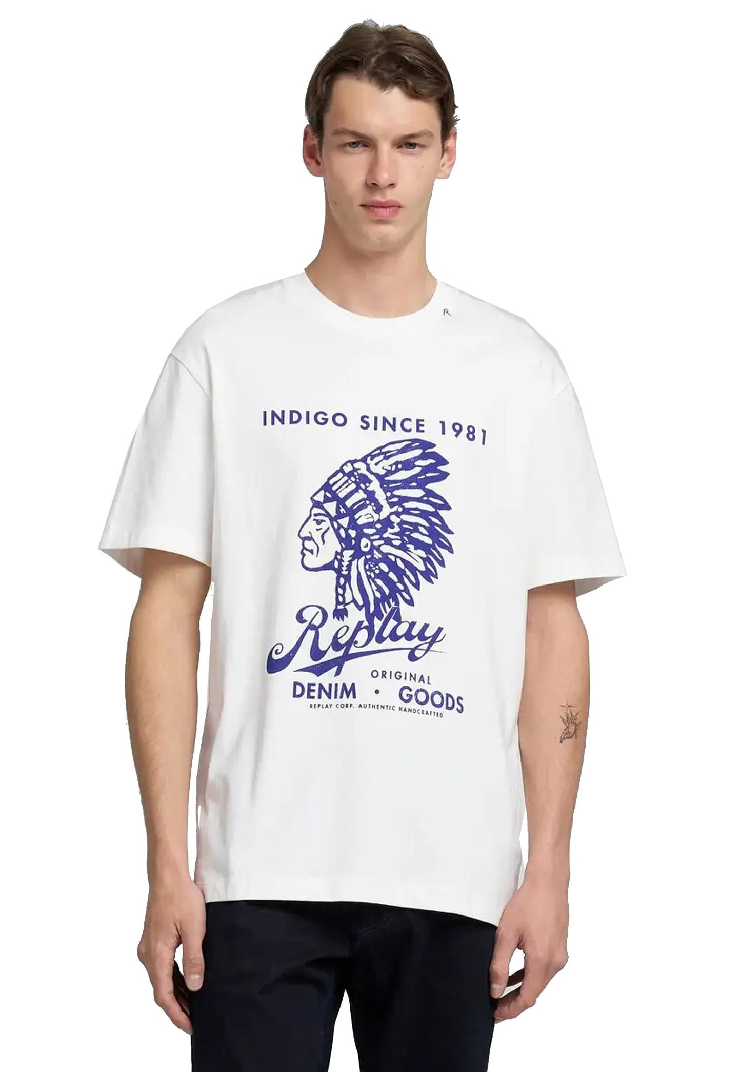 T-shirt girocollo cotone bianca stampa heritage Replay A25 M3277 .000.23608P 011011 REPLAY 