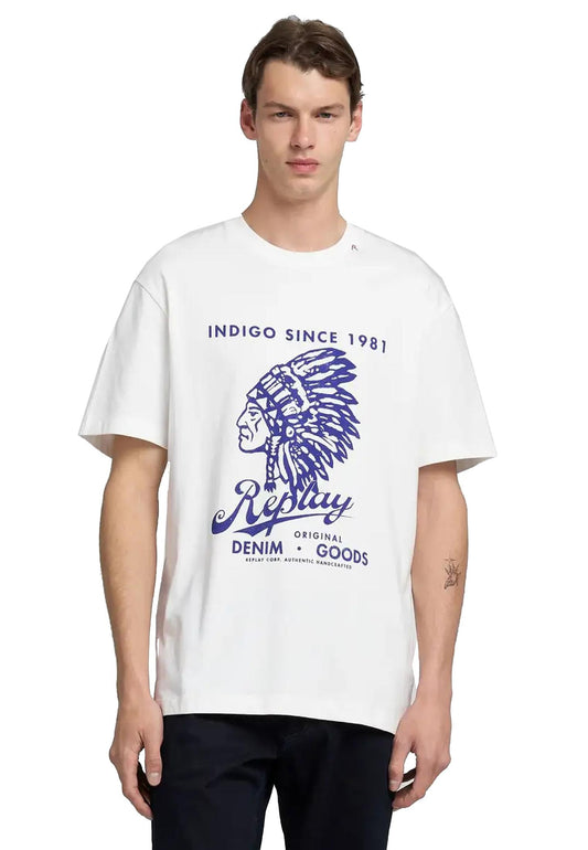 T-shirt girocollo cotone bianca stampa heritage Replay A25 M3277 .000.23608P 011011 REPLAY 