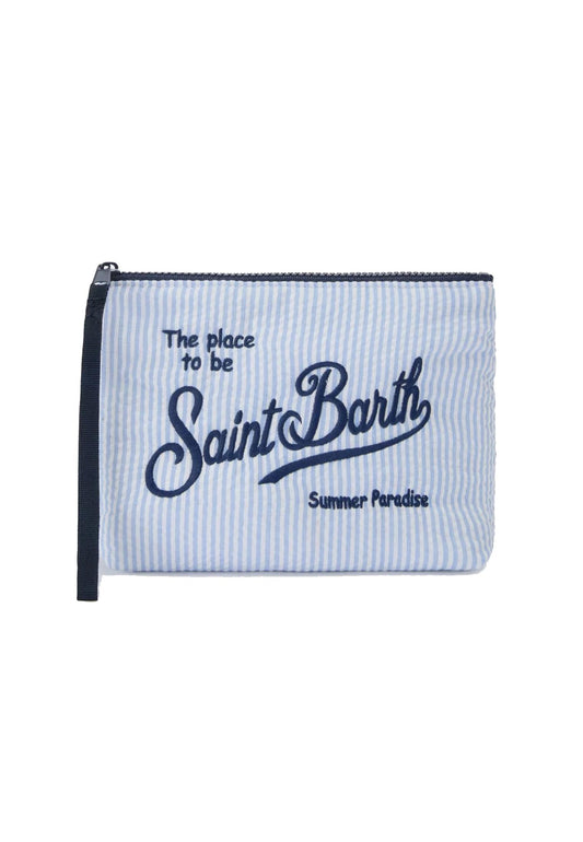 Pochette Aline striscie azzurre cotone MC2 Saint Bart P26 ALI0049 00361L00361L MC2 