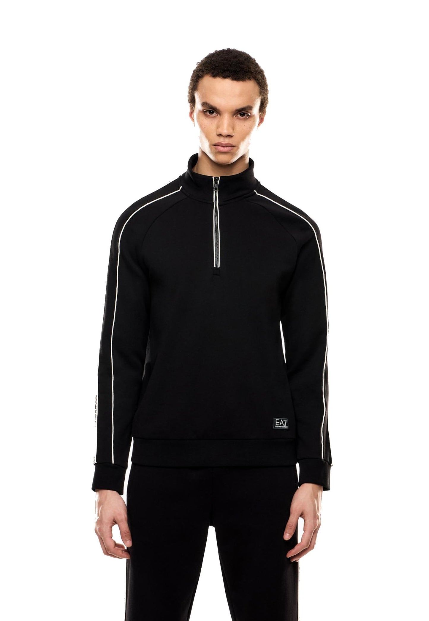Felpa nera collo alto e mezza zip Logo Series EA7 Armani A25 7M000971 AF10377 UC001UC001 EA7 