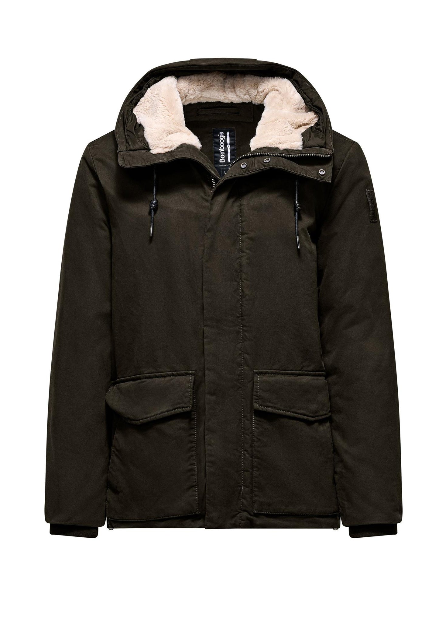 Giacca corta parka marrone con cappuccio ecopelliccia Bomboogie A25 GM9294 C1T5371 BOMBOOGIE 