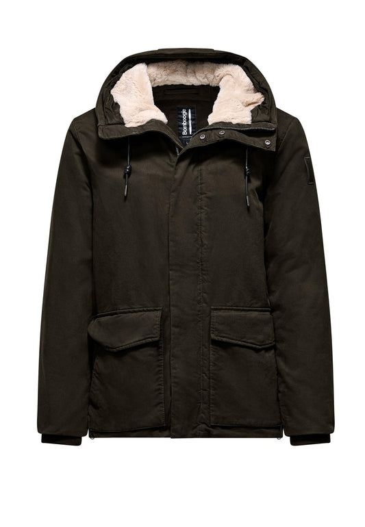 Giacca corta parka marrone con cappuccio ecopelliccia Bomboogie A25 GM9294 C1T5371 BOMBOOGIE 