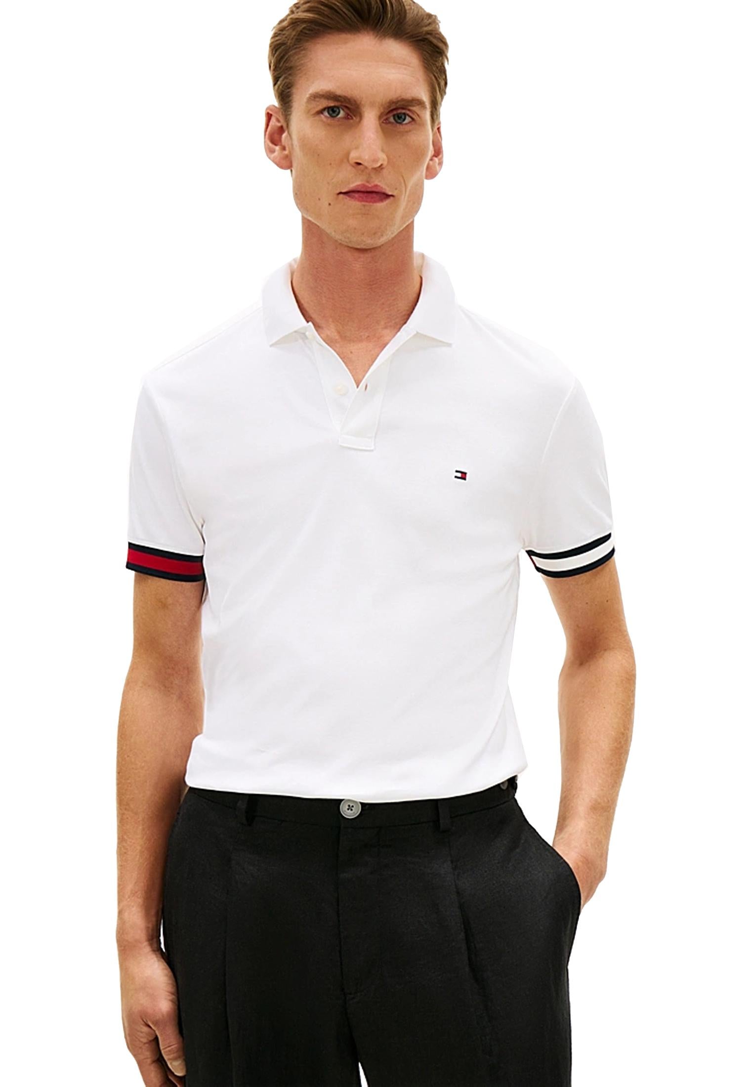 Polo cotone bianca slim fit aderente Tommy Hilfiger P26 MW0MW42743YBR YBRYBR TOMMY HILFIGER 