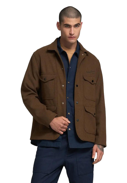 Giacca camicia multitasche marrone misto lana Replay A25 M8495 .000.85314 020020 REPLAY 