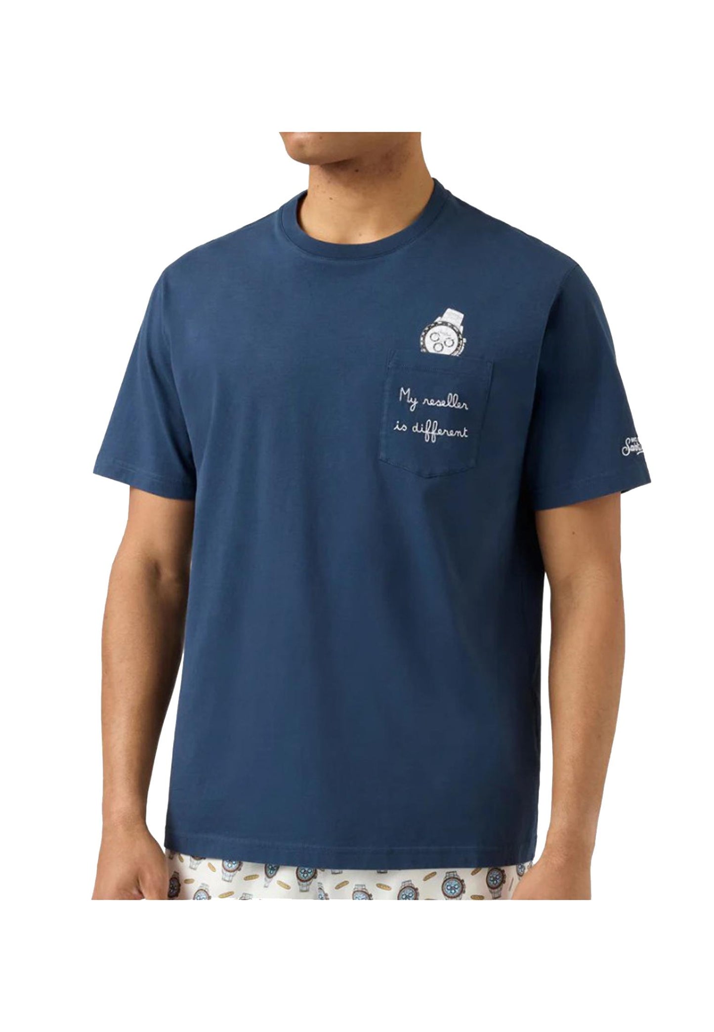 T-shirt blu girocollo cotone Austin Reseller MC2 Saint Barth P26 AUS0001 04349L04349L MC2 